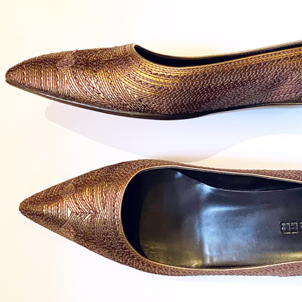 Gold ballet flats, Jill Sander, 9.5 woven leather. Elegant gorgeous